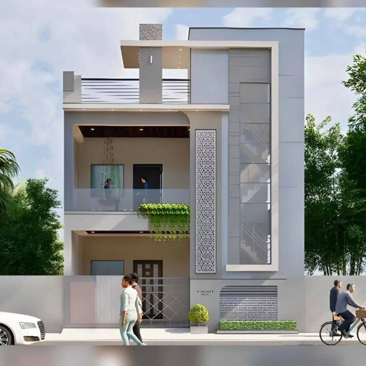 Glass Stairwell & CNC Jali Villa