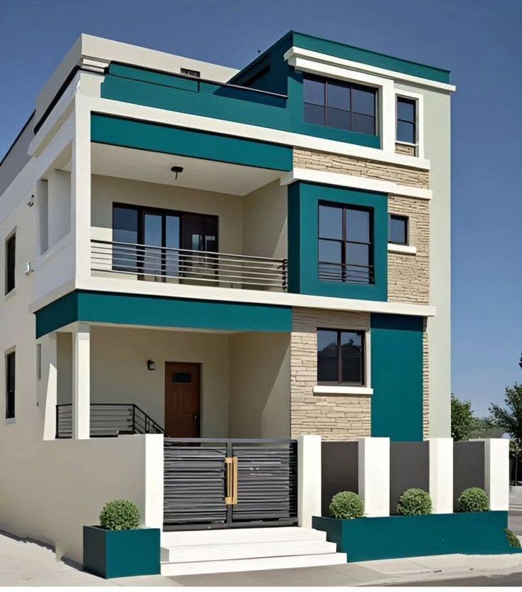 Teal & Natural Stone Residence