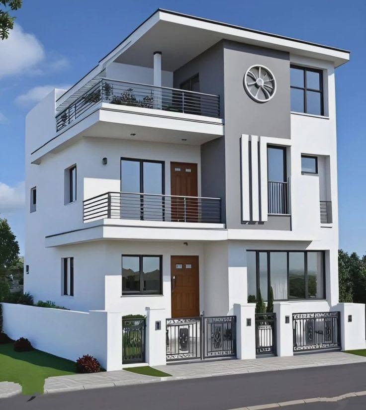 White & Slate Grey Cantilever Villa